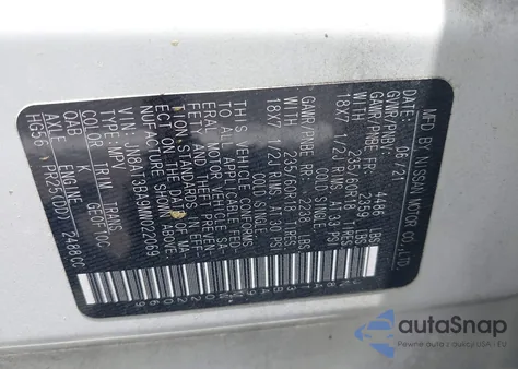 2021 Nissan Rogue Sv Fwd z USA, uszkodzony, nr VIN JN8AT3BA9MW022069